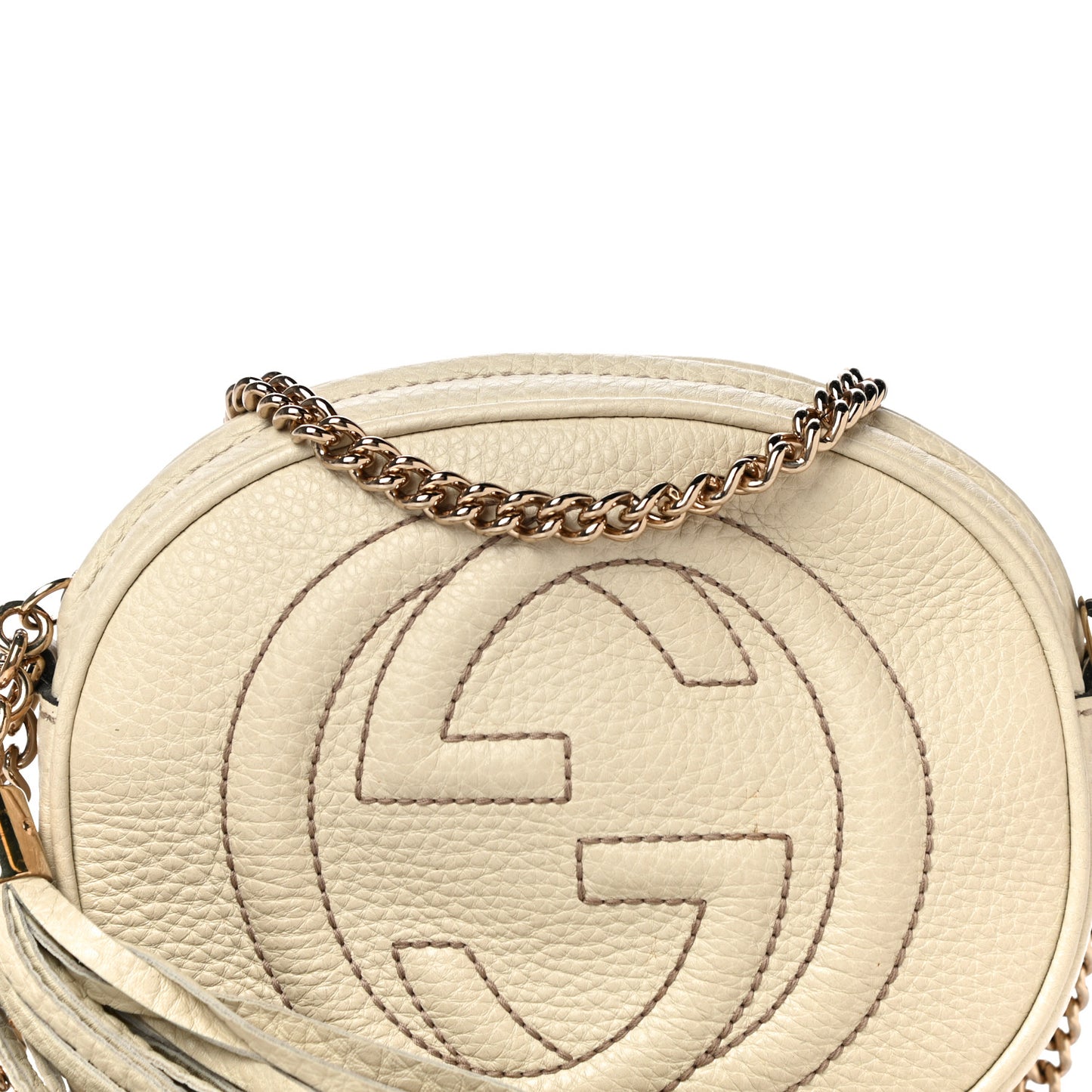 Pebbled Calfskin Mini Soho Chain Bag Off White