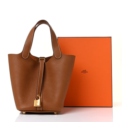 Hermes Taurillon Clemence Picotin Lock 18 PM Gold 9 of 9