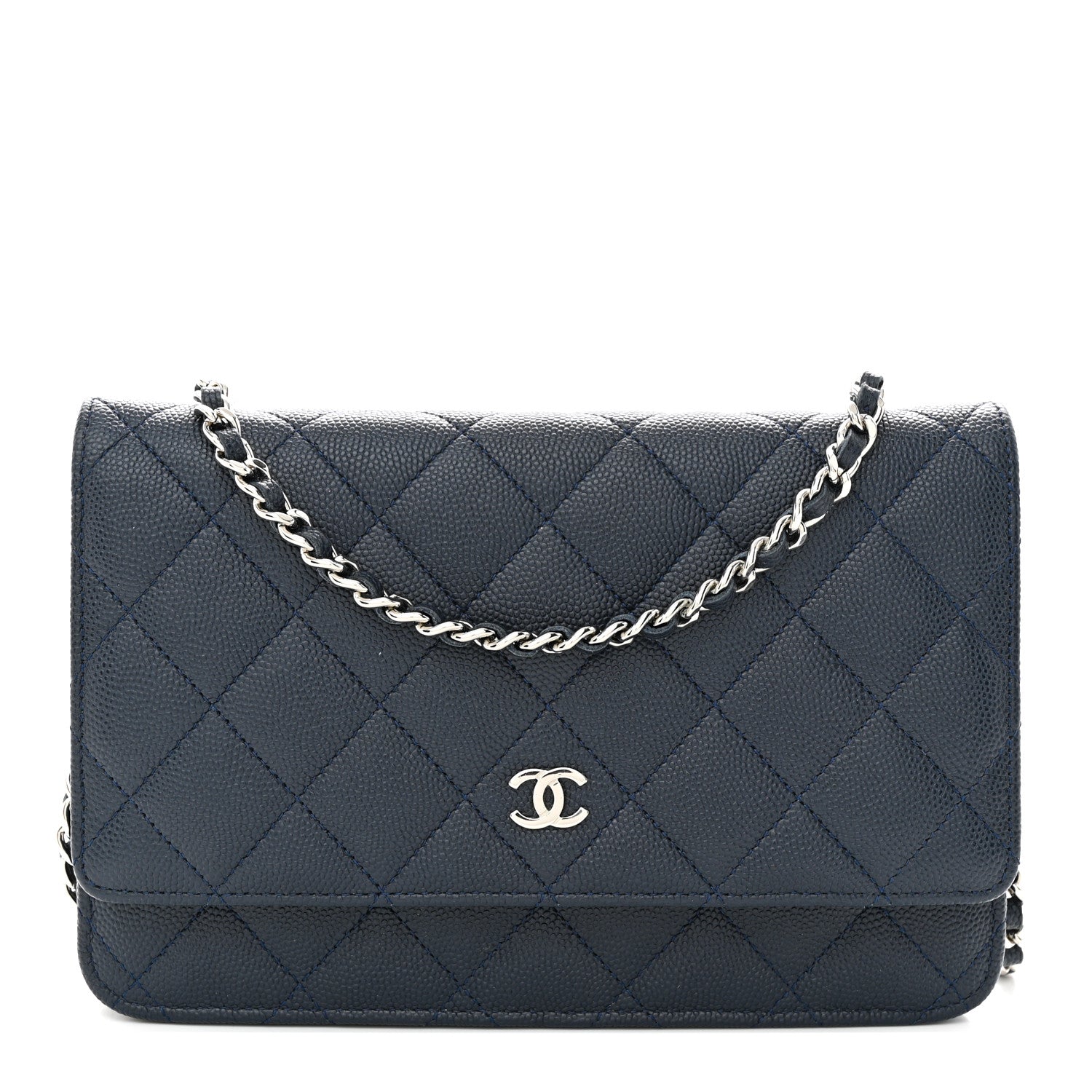 Chanel Caviar Quilted Wallet on Chain WOC Navy 1 of 11