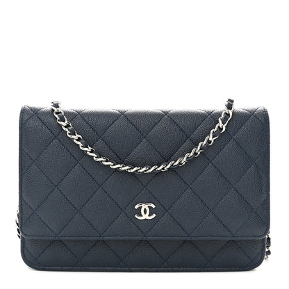 Chanel Caviar Quilted Wallet on Chain WOC Navy 1 of 11