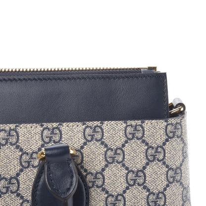 Gucci GG Supreme Monogram Small Zip Top Tote Beige Blue 9 of 10