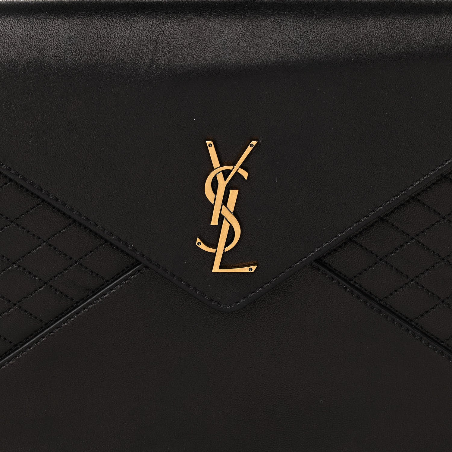 Saint Laurent Lambskin Quilted Monogram Gaby Chain Bag Black 9 of 12