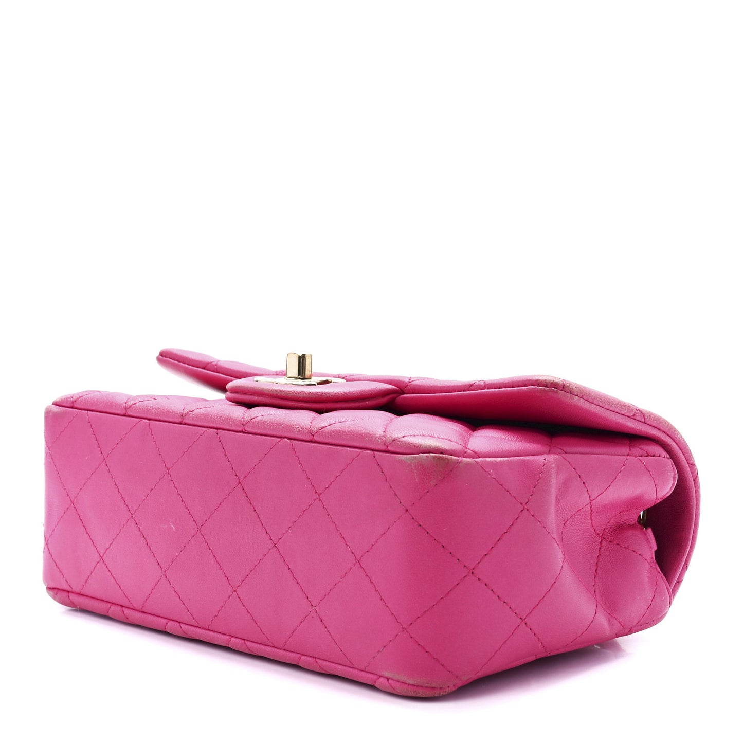 Lambskin Quilted Mini Rectangular Flap Fuchsia