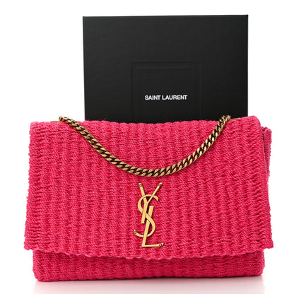 Saint Laurent Raffia Medium Monogram Kate Satchel Pink Glow 11 of 11