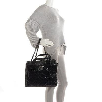 Chanel Glazed Calfskin Quilted Tweed Portobello Tote Black 2 of 8