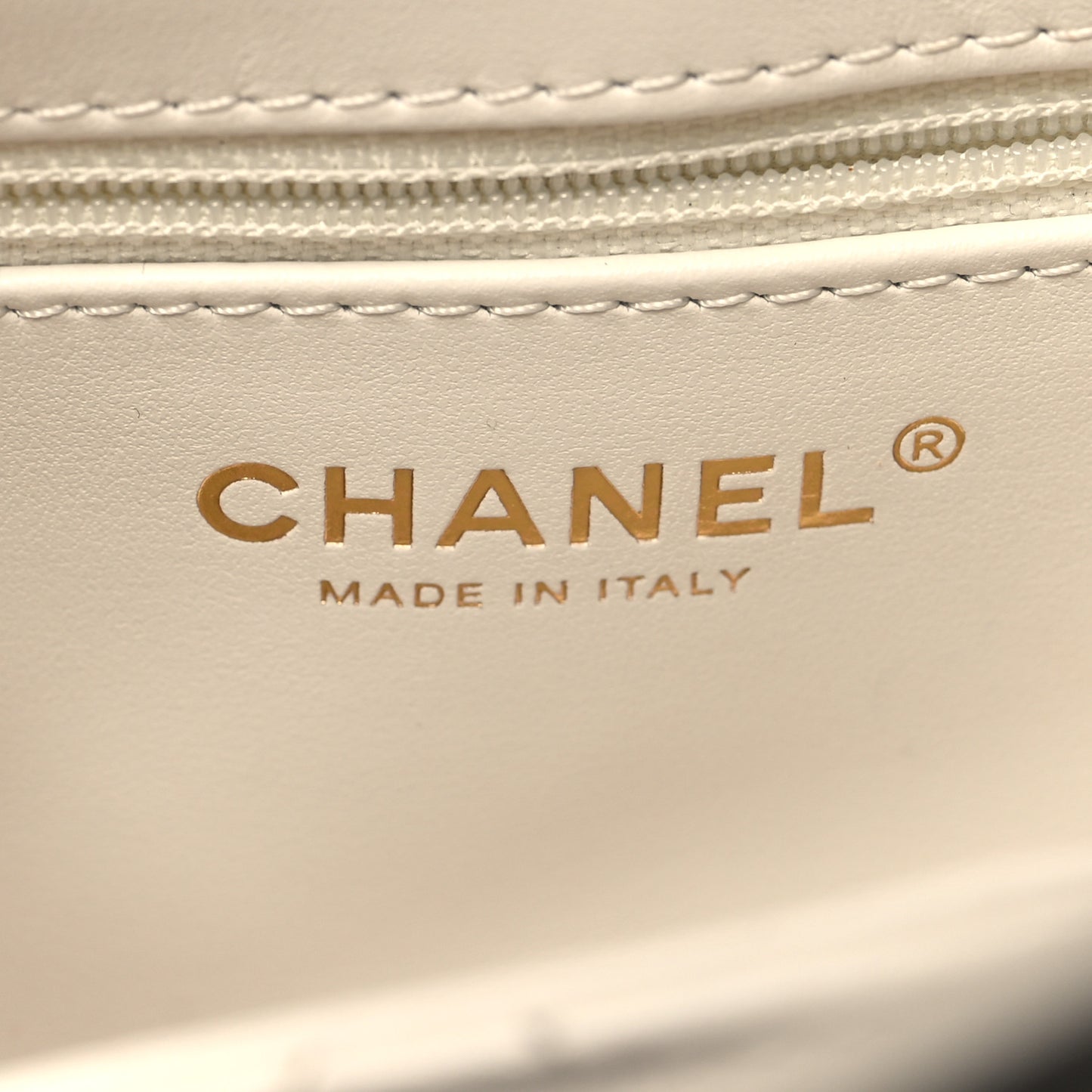 Shiny Aged Calfskin Quilted Nano Kelly Shopper White