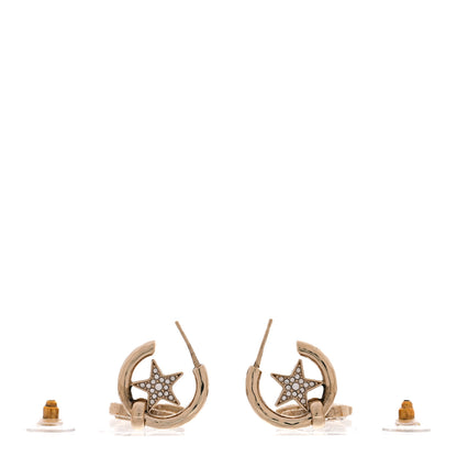 Chanel Crystal CC Star Long Drop Earrings Gold 3 of 5