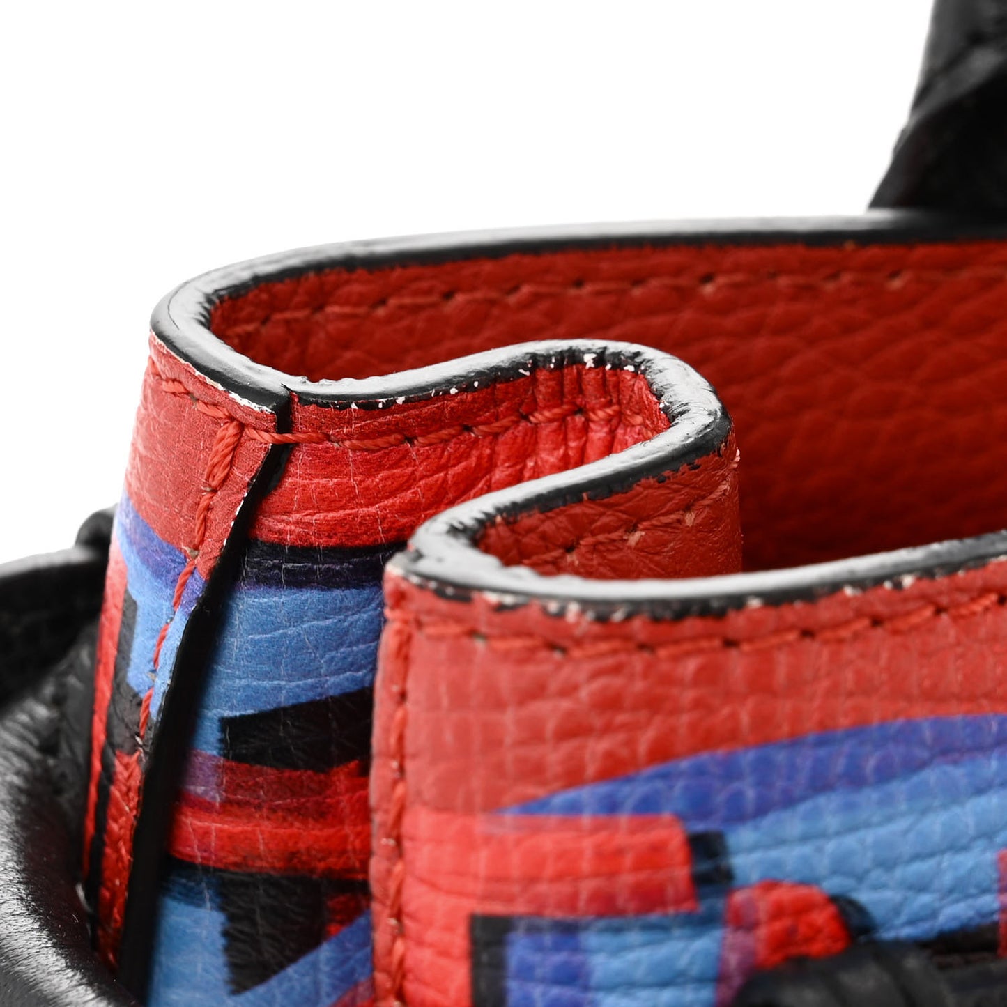 Grainy Calfskin Graffiti Print Small Banner Tote Black