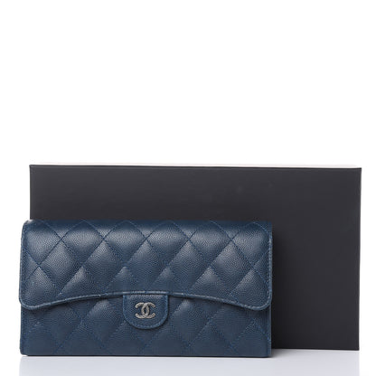 Chanel Caviar Quilted Large Gusset Flap Wallet Navy 14 of 14