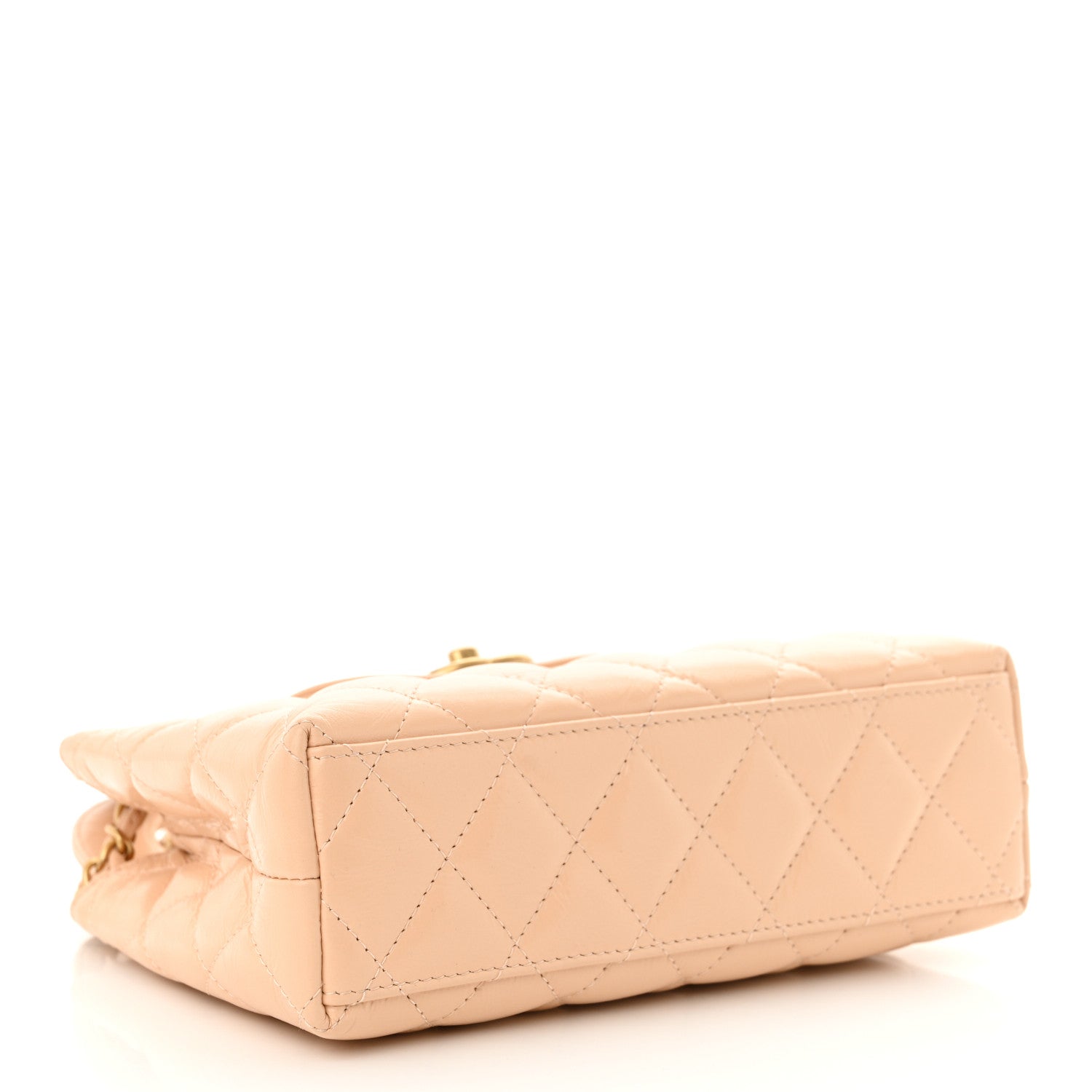Chanel Shiny Aged Calfskin Quilted Nano Kelly Shopper Beige 4 of 10