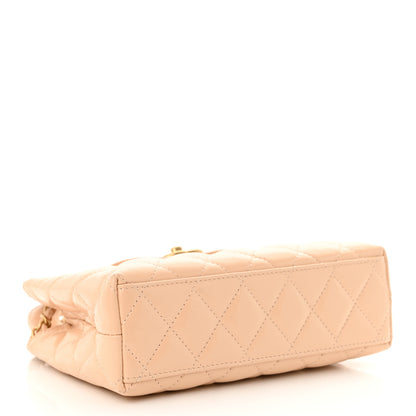 Chanel Shiny Aged Calfskin Quilted Nano Kelly Shopper Beige 4 of 10