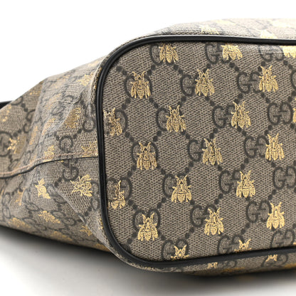 Gucci Soft GG Supreme Monogram Bees Small Crossbody Tote Beige Oro Black 10 of 12