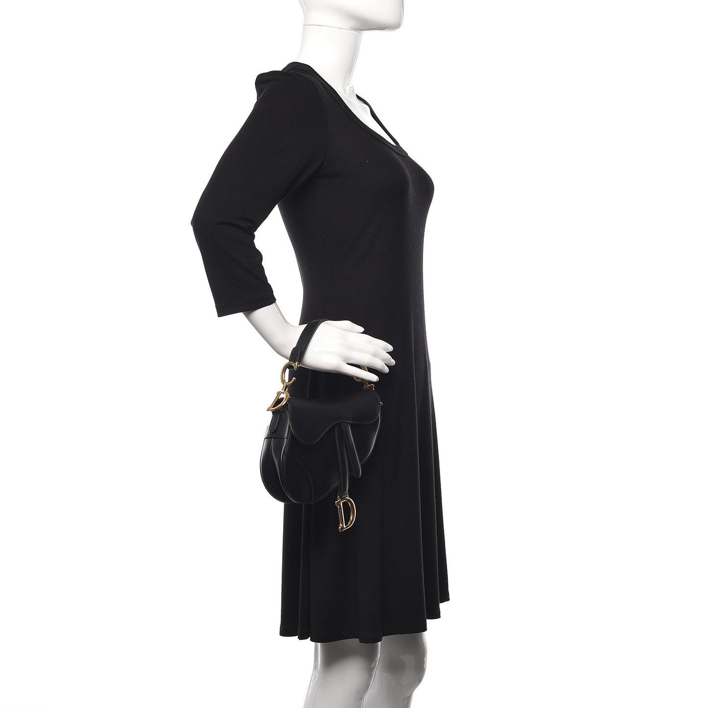 Calfskin Mini Saddle Bag Black