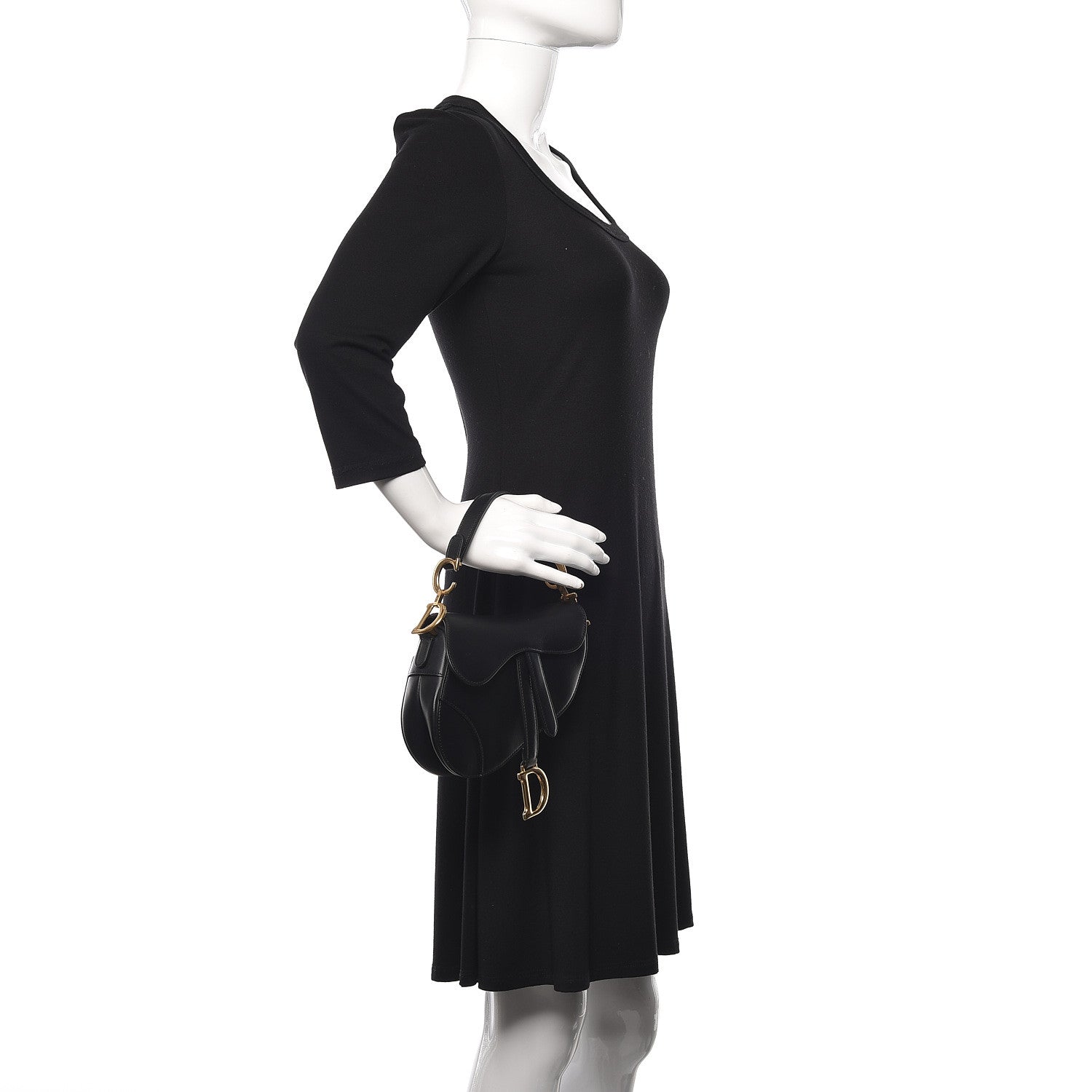 Christian Dior Calfskin Mini Saddle Bag Black 2 of 8