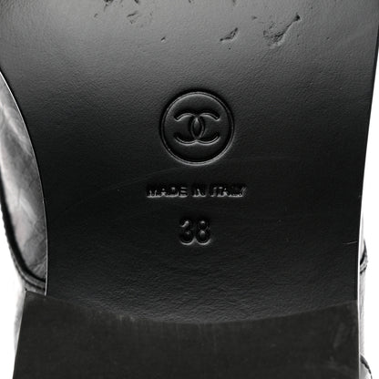 Chanel Crumpled Lambskin Shiny Calfskin Combat Boots 38 Black 8 of 9
