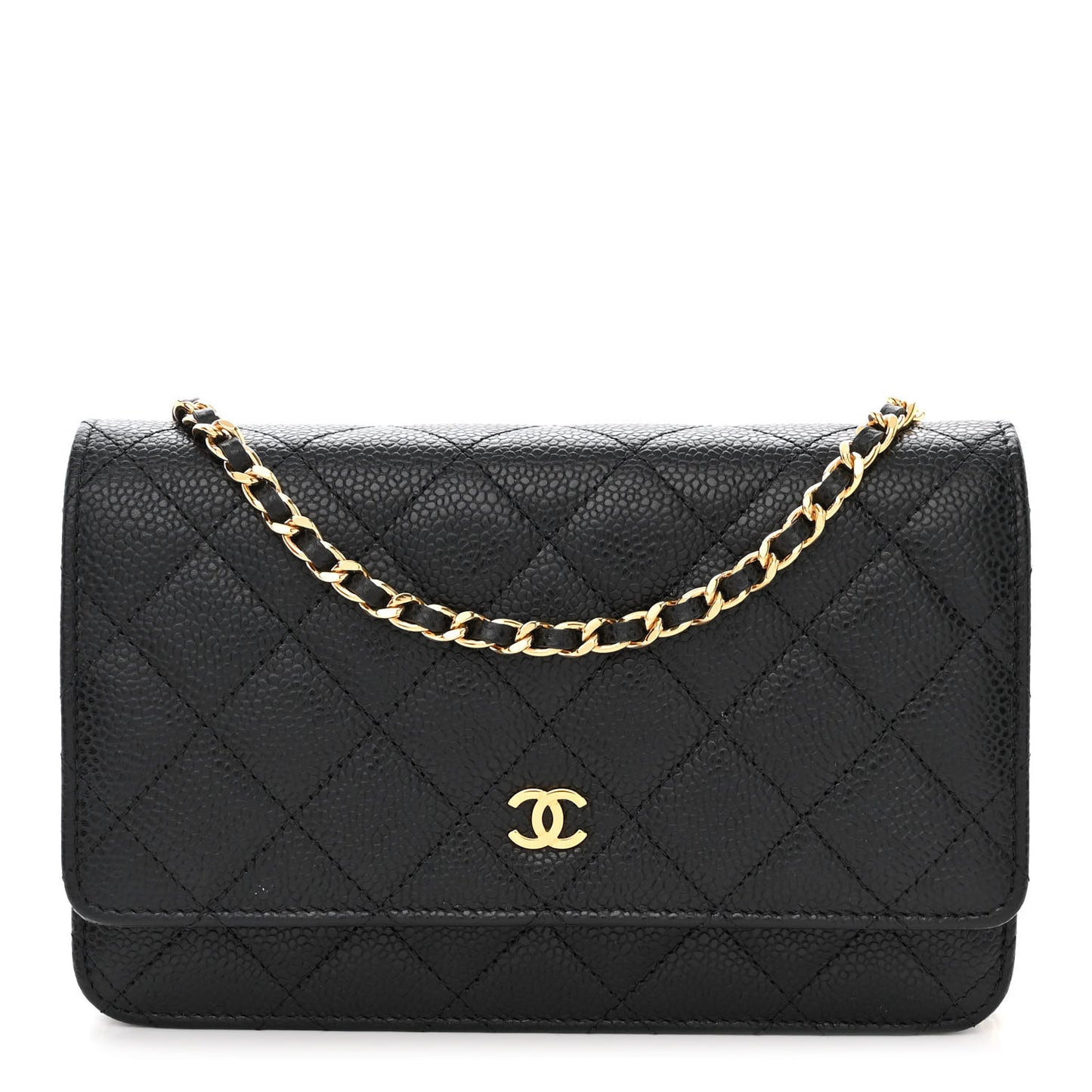 Caviar Quilted Wallet on Chain WOC Black