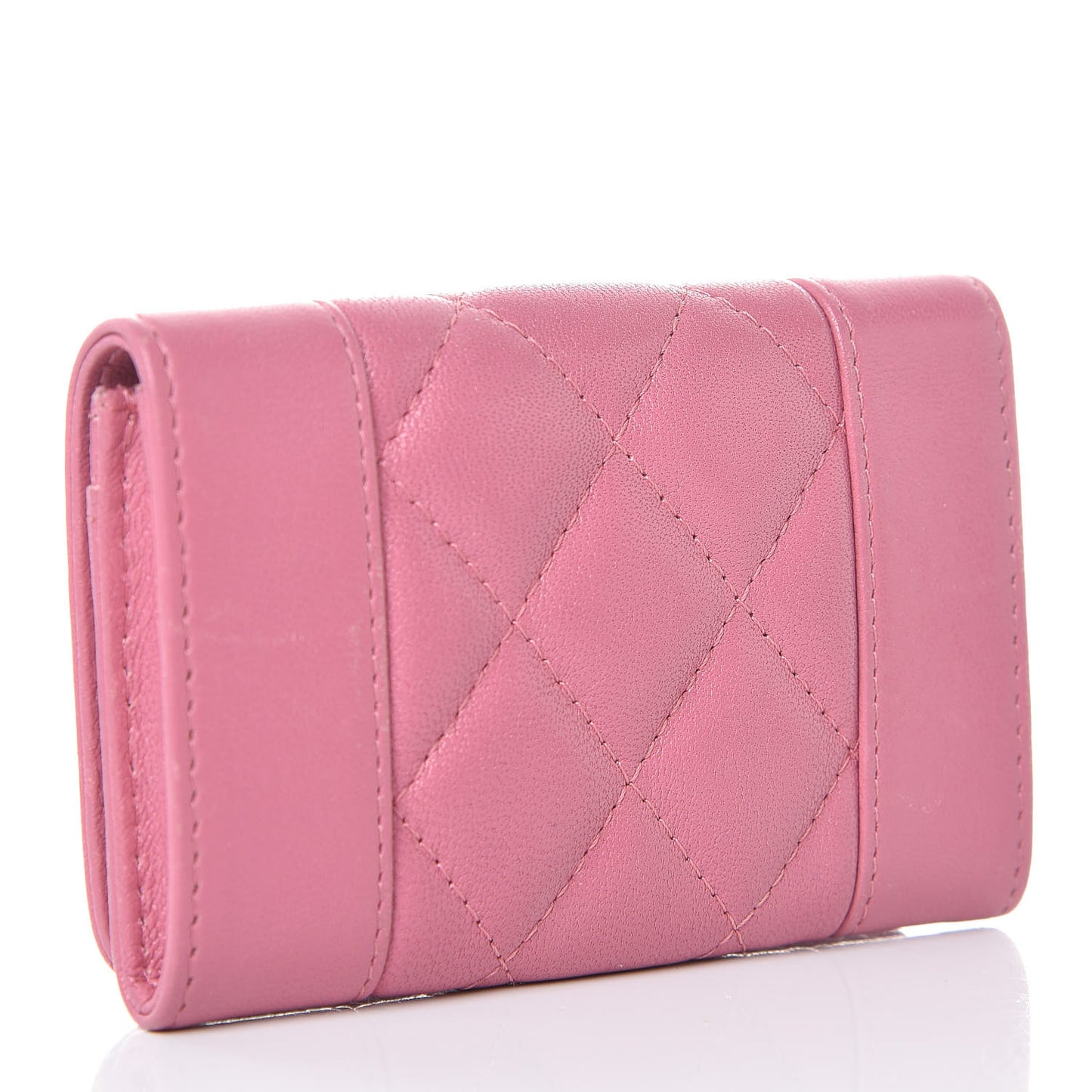 Lambskin Quilted CC Flap Coin Purse Wallet Pink