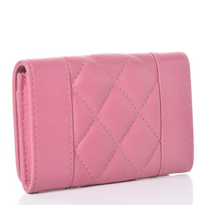 Chanel Lambskin Quilted CC Flap Coin Purse Wallet Pink 3 of 10