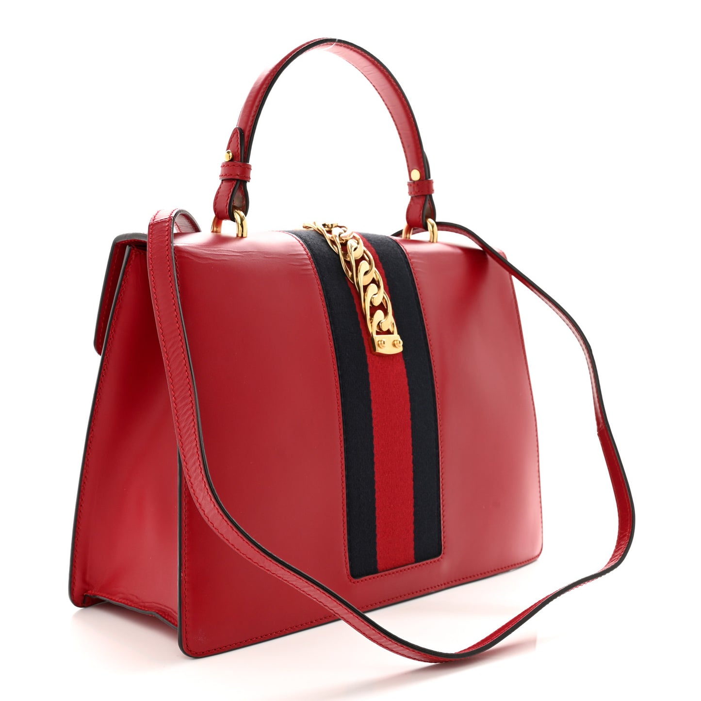 Calfskin Medium Sylvie Top Handle Bag Hibiscus Red