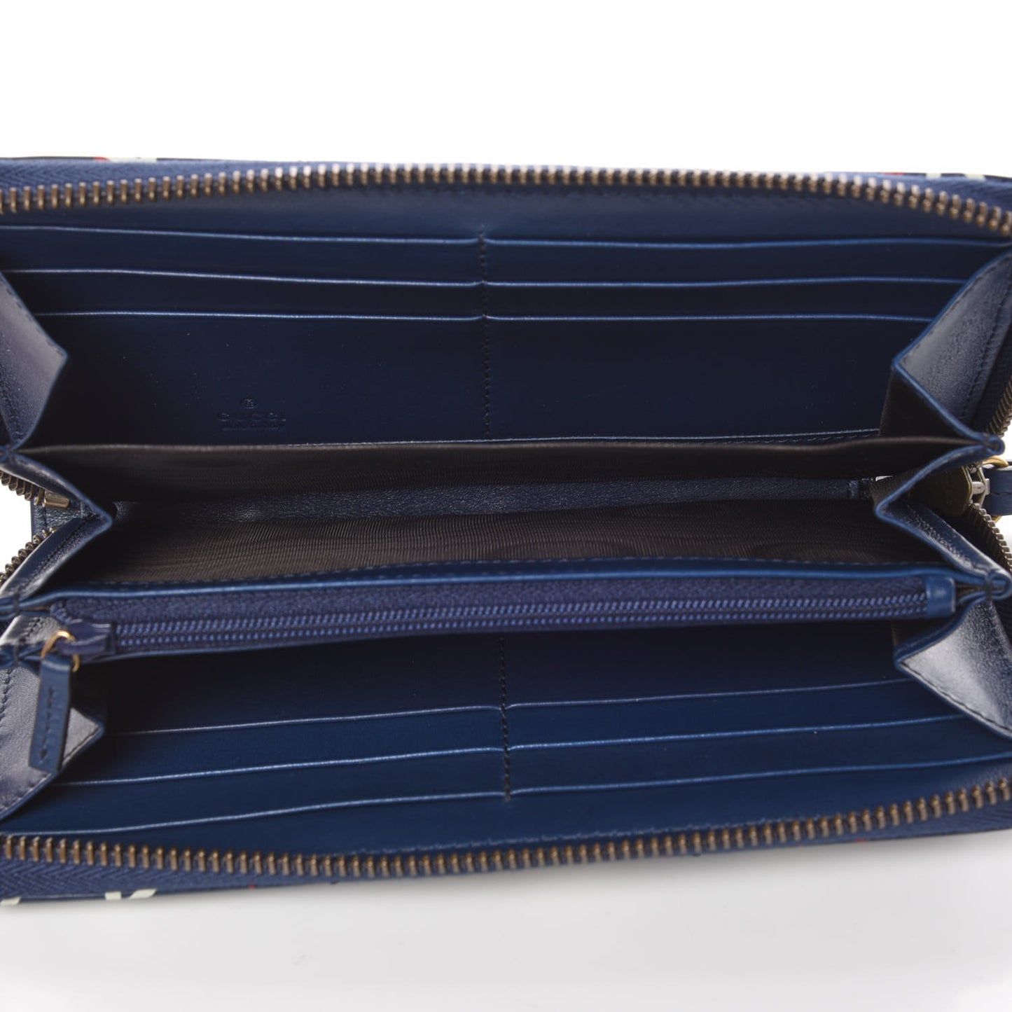 Calfskin Matelasse GucciGhost GG Marmont Zip Around Wallet Blue Agata Hibiscus Red