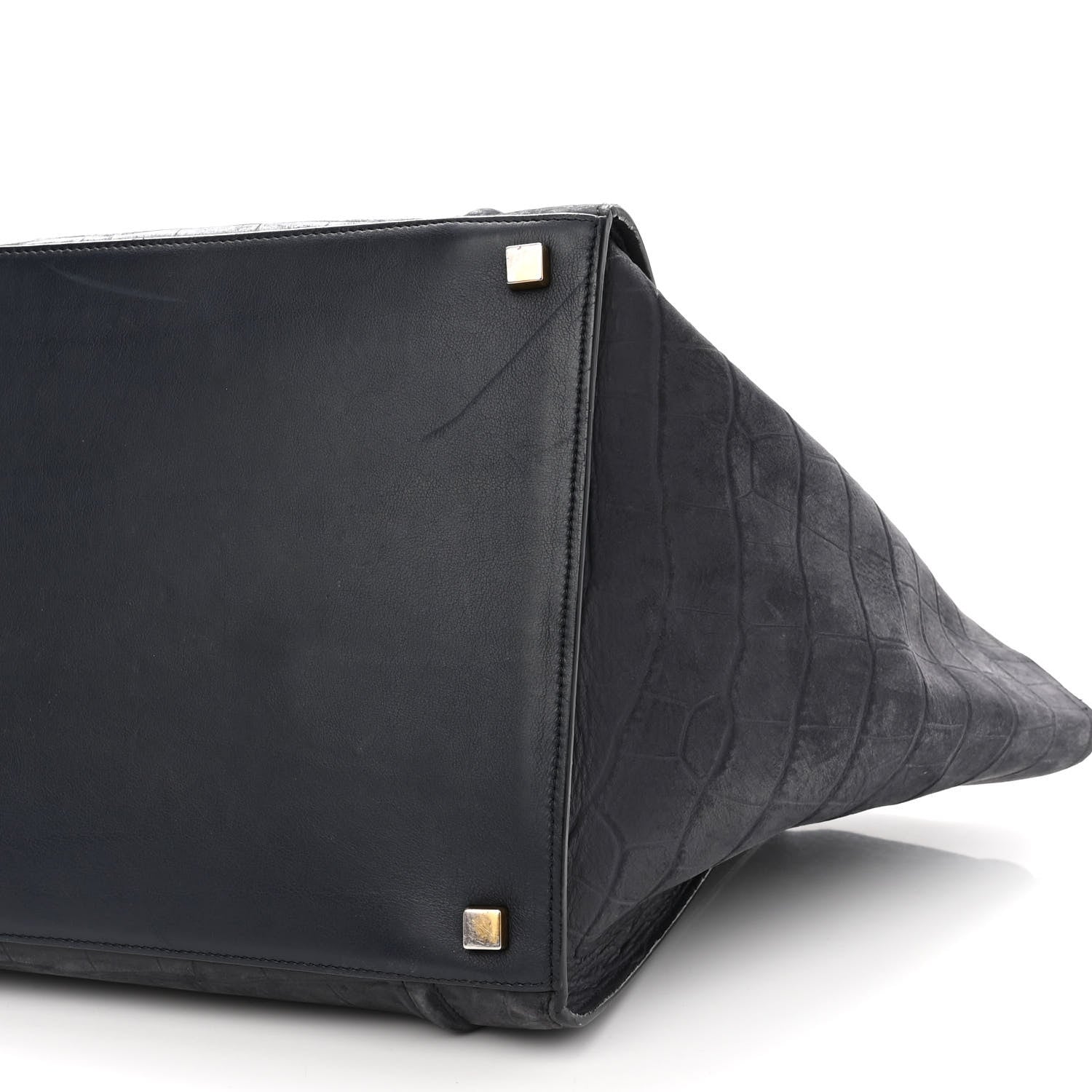 Celine Crocodile Embossed Calfskin Medium Phantom Luggage Navy Blue 10 of 16