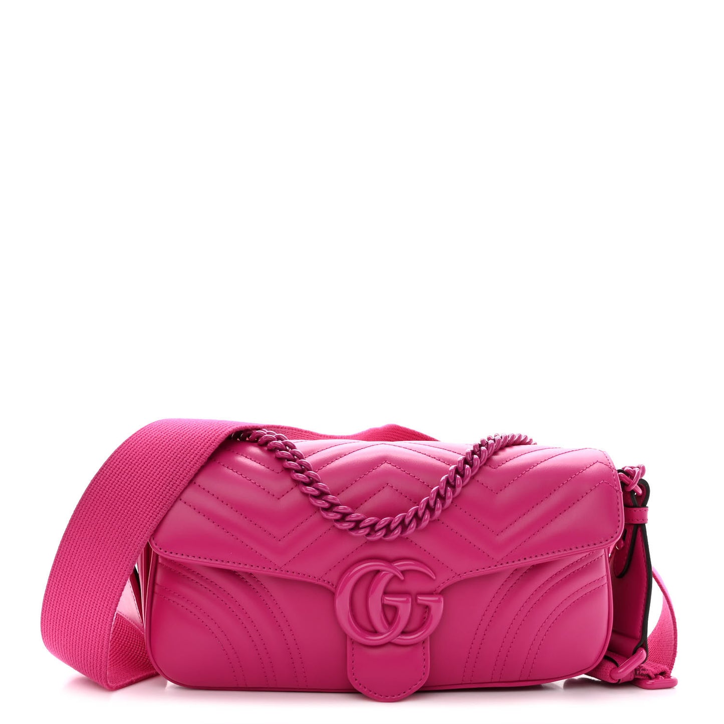 Calfskin Matelasse Monochrome GG Marmont Crossbody Shoulder Bag Classic Fuxia