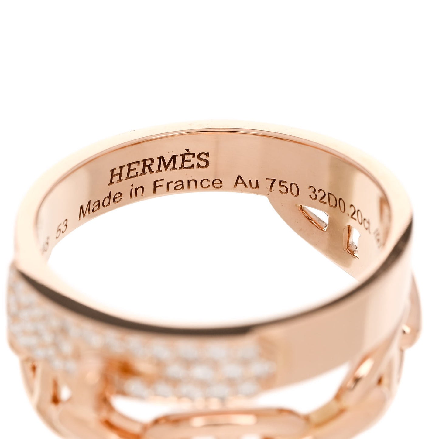 18K Rose Gold Kelly Diamond Double Tour Chaine d'Ancre Pave Ring 53 6.5
