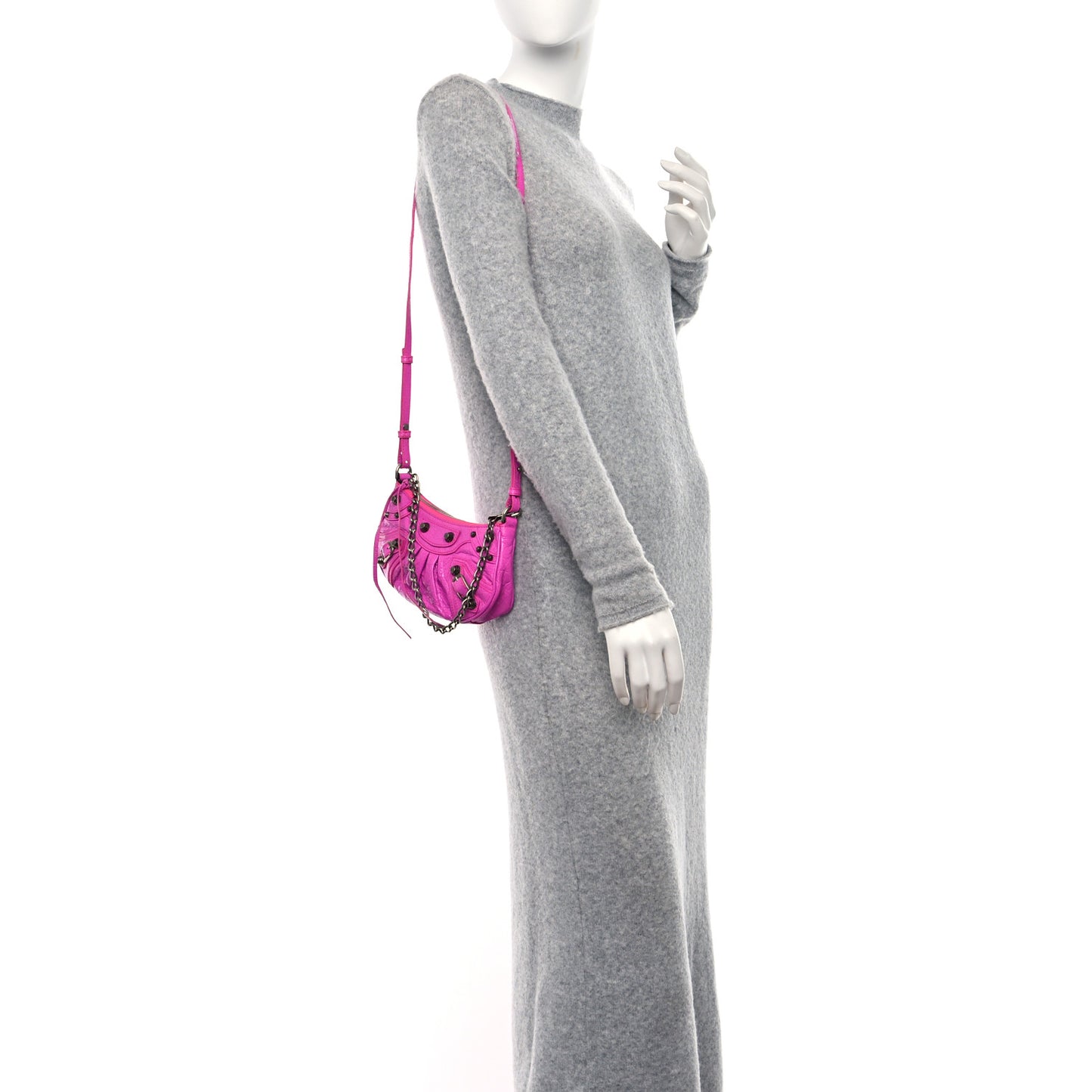 Agneau Arena Le Cagole Mini Purse With Chain Lipstick Pink