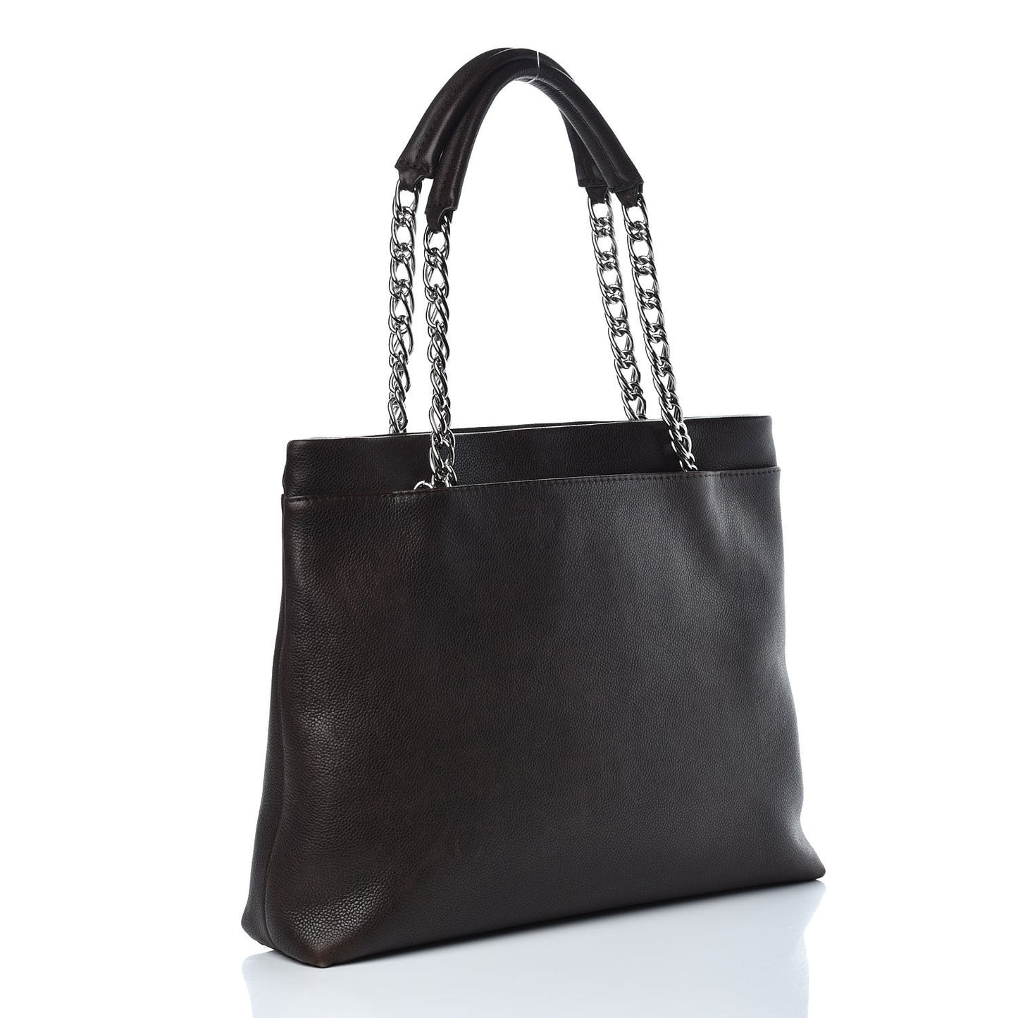 Caviar Large CC Tuck Tote Dark Brown