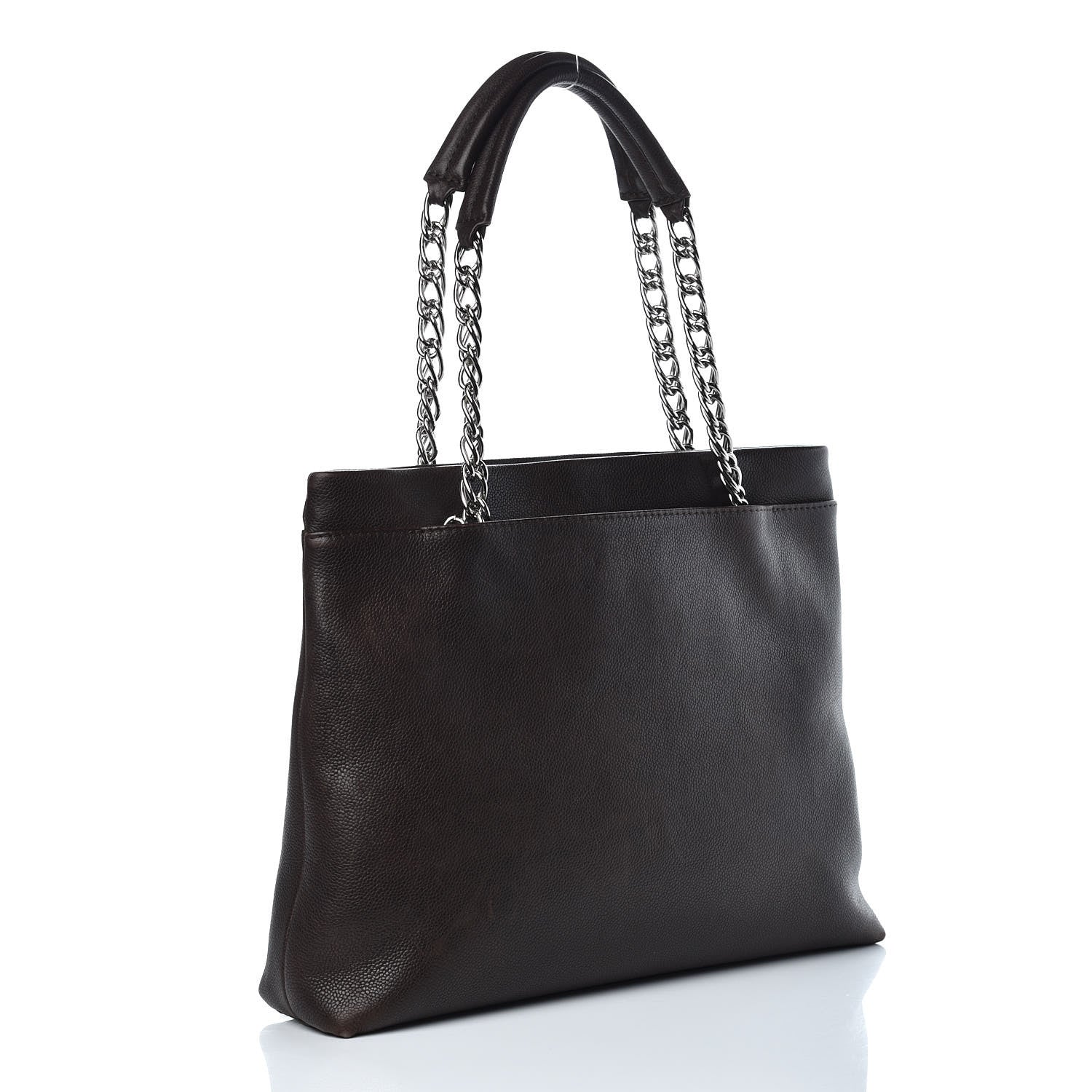 Chanel Caviar Large CC Tuck Tote Dark Brown 3 of 17