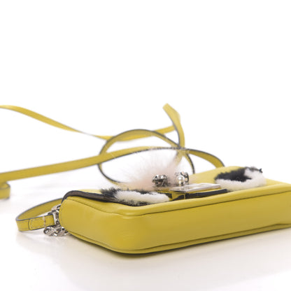 Fendi Nappa Rabbit Fox Fur Micro Buggie Baguette Lime Rosa 8 of 10