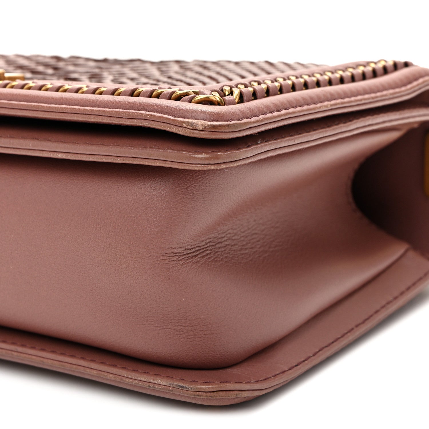 Chanel Snakeskin Calfskin Medium Chain Around Top Handle Boy Flap Mauve 10 of 11
