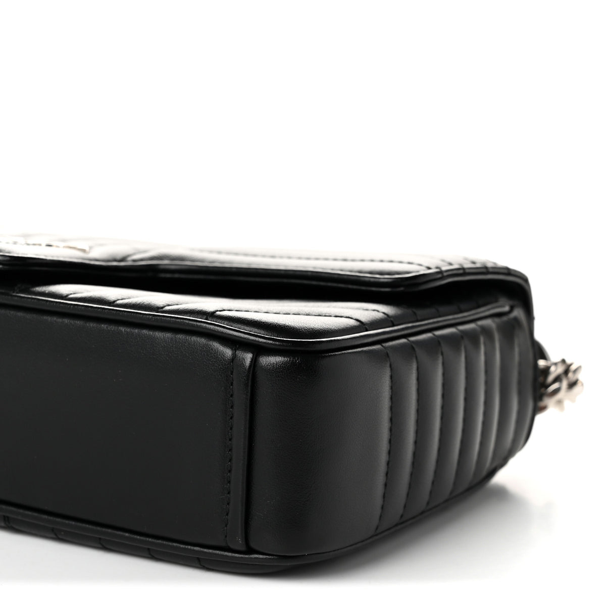 Soft Calfskin Impunture Diagramme Medium Chain Flap Shoulder Bag Black