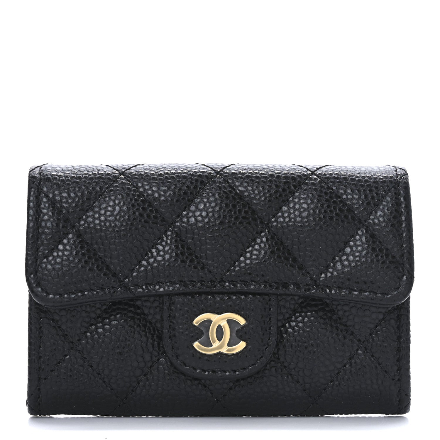 Chanel Caviar Quilted Flap Card Holder Wallet Black 1 of 9
