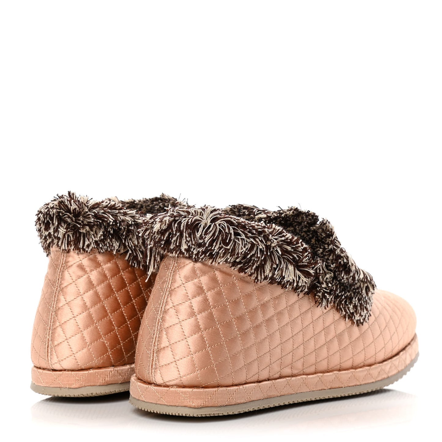 Satin Quilted Womens Fria Horsebit Loafers 35.5 Apricot Beige