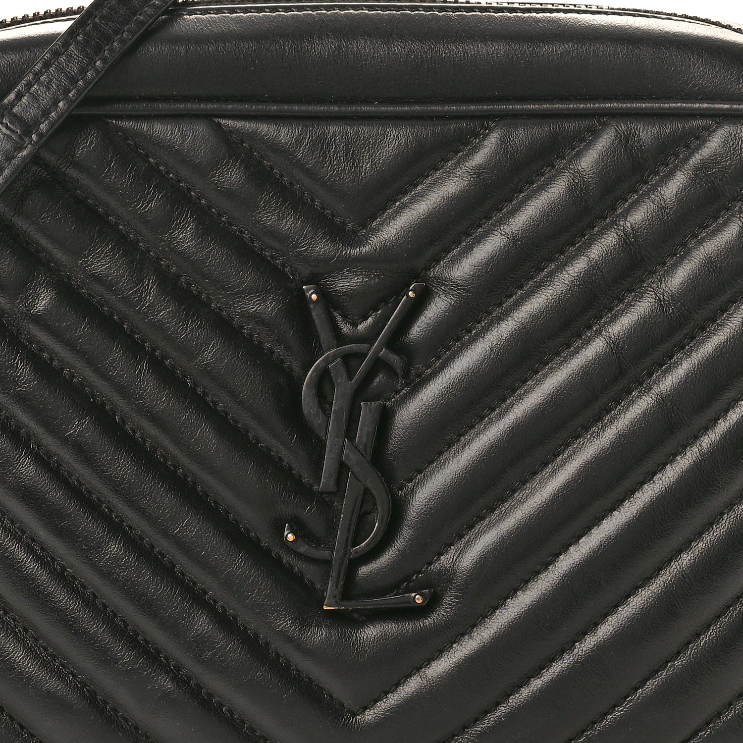 Saint Laurent Calfskin Matelasse Monogram Monochrome Lou Camera Bag Black 8 of 14