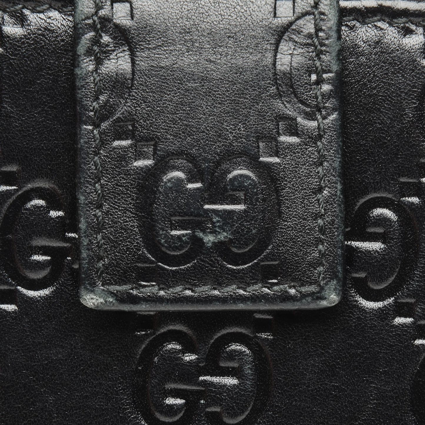 Guccissima Metal Bar French Flap Wallet Black