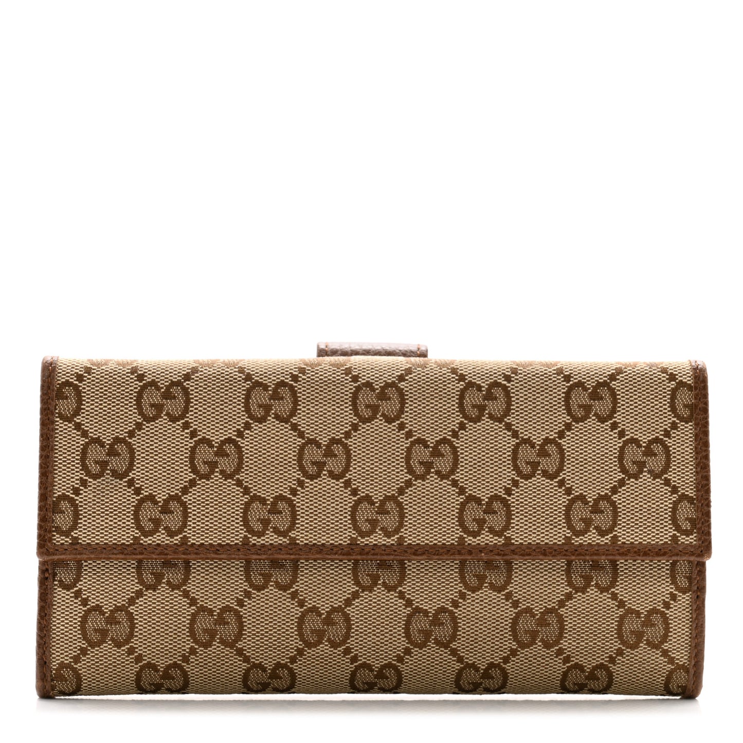 Monogram Metal Bar Continental Flap Wallet Beige Ebony Dark Brown