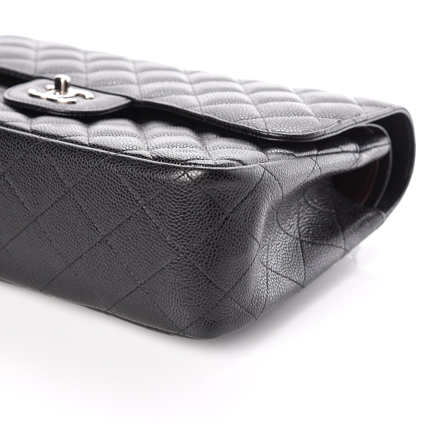 Caviar Quilted Jumbo Double Flap Black