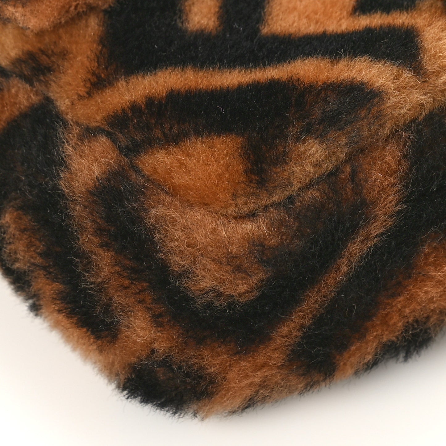 Shearling Vitello Dolce Macro FF 1974 Mini Baguette Tobacco Black