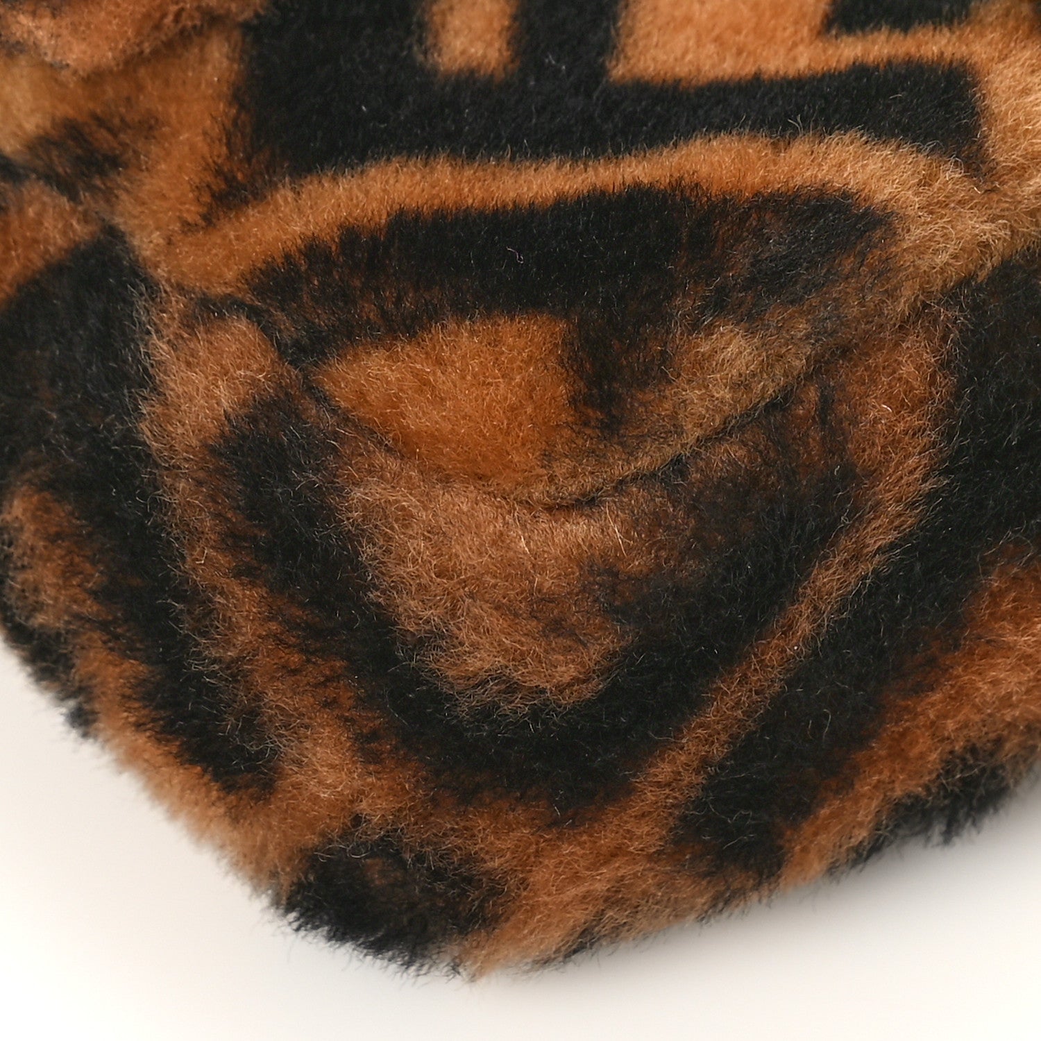 Fendi Shearling Vitello Dolce Macro FF 1974 Mini Baguette Tobacco Black 7 of 8