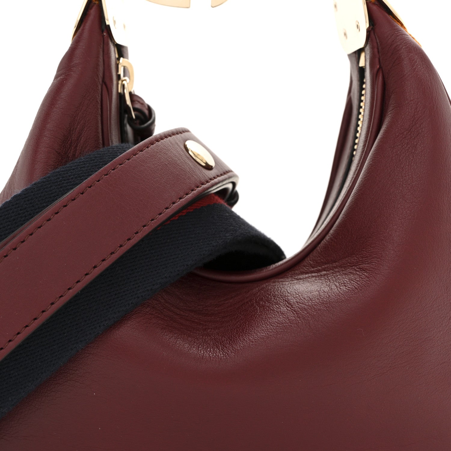 Gucci Aria Calfskin Web Small Attache Shoulder Bag Rosso Ancora 8 of 10