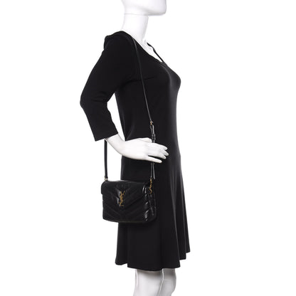 Saint Laurent Calfskin Y Quilted Monogram Toy Loulou Crossbody Bag Black 2 of 12