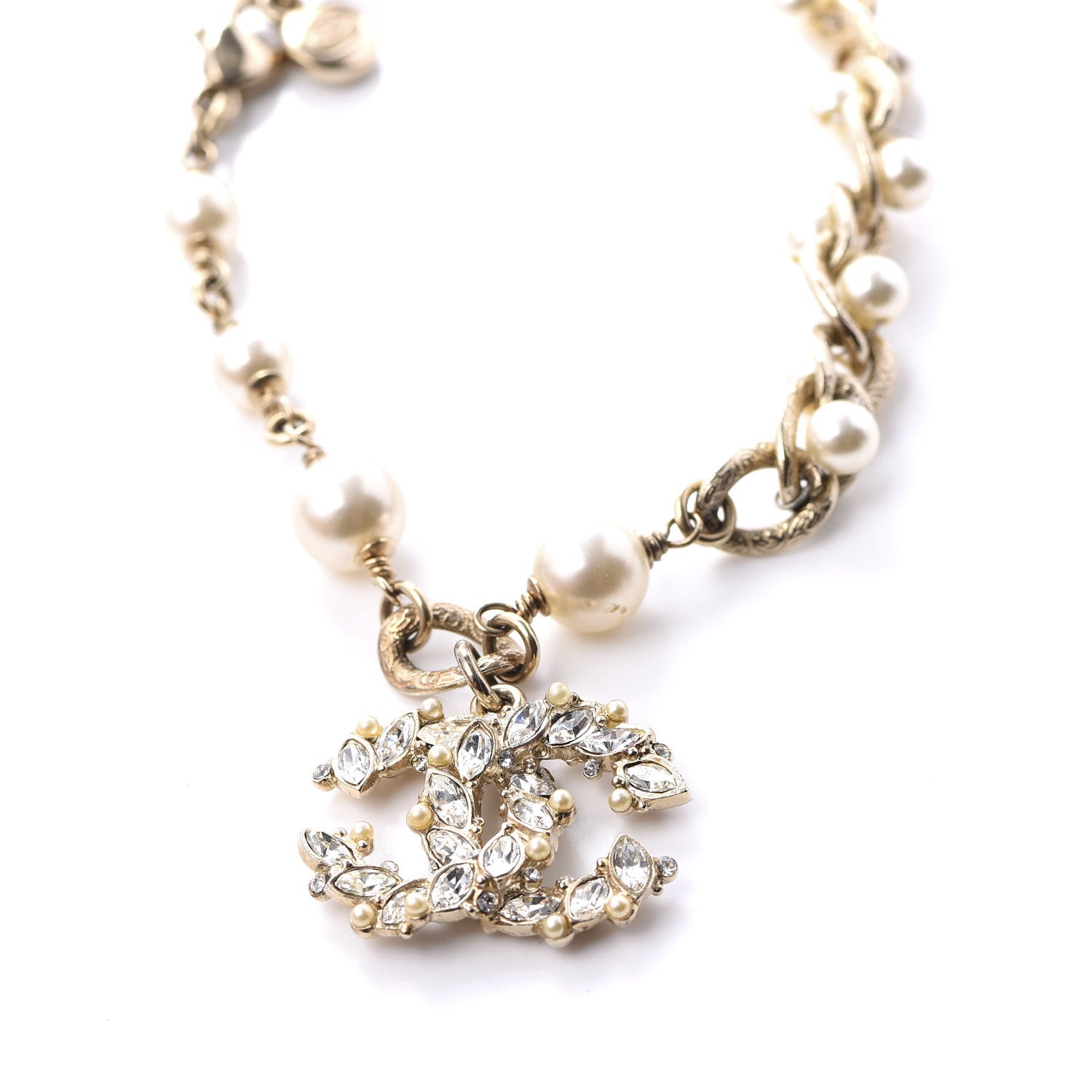 Chanel Pearl Crystal CC Bracelet Gold 3 of 6