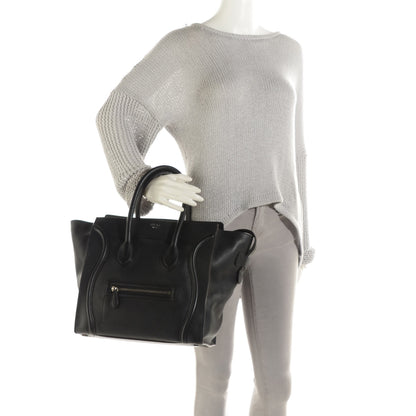 Celine Drummed Calfskin Mini Luggage Black 2 of 9