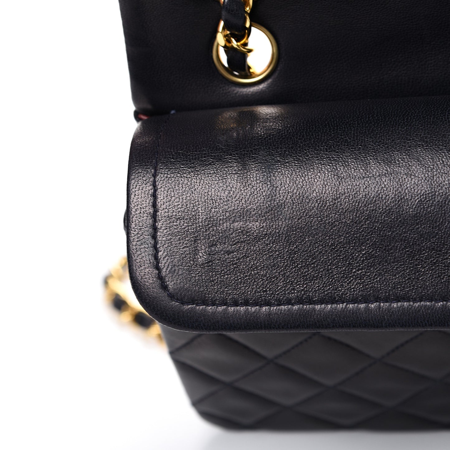 Lambskin Quilted Small Double Flap Navy