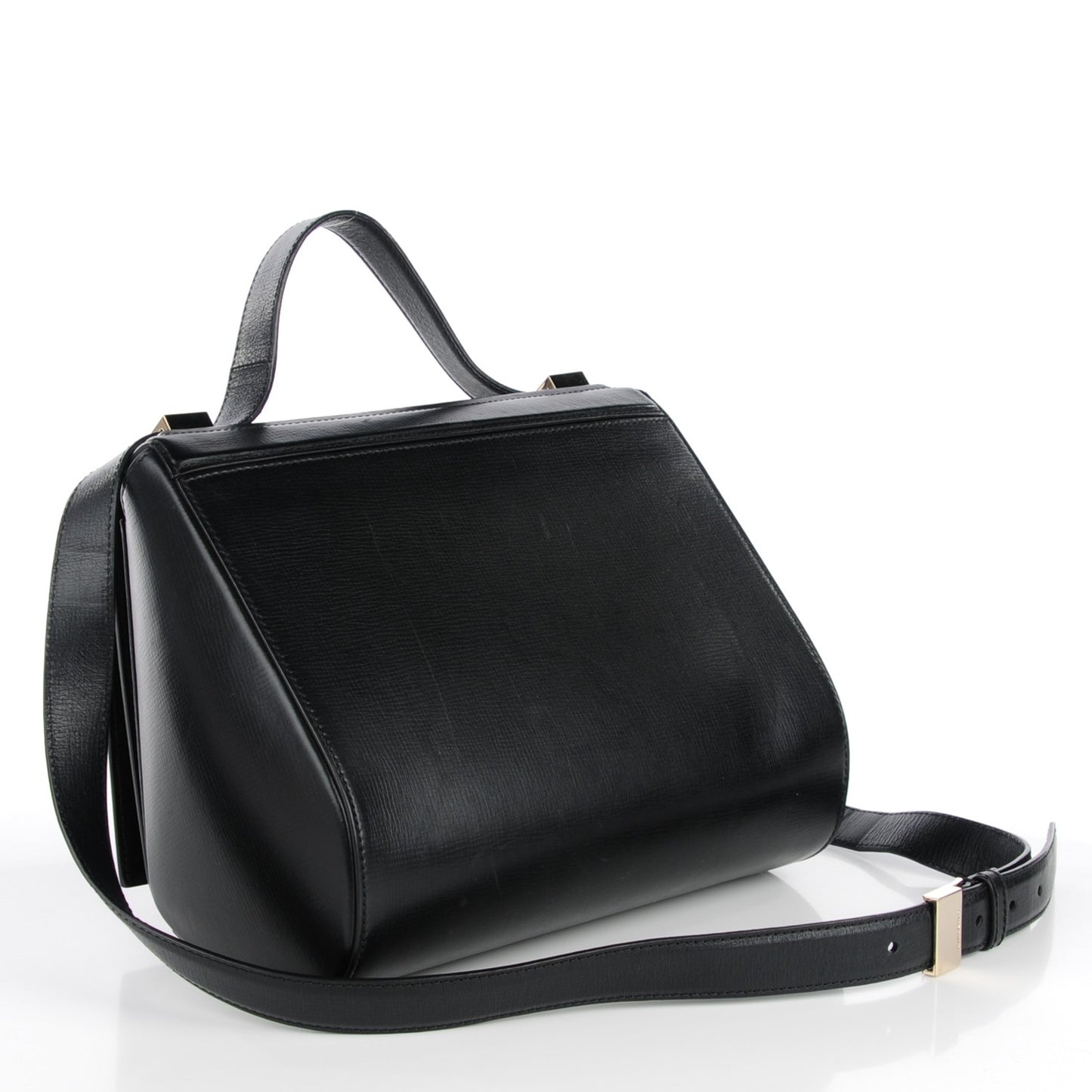 Textured Calfskin Medium Pandora Box Crossbody Bag Black