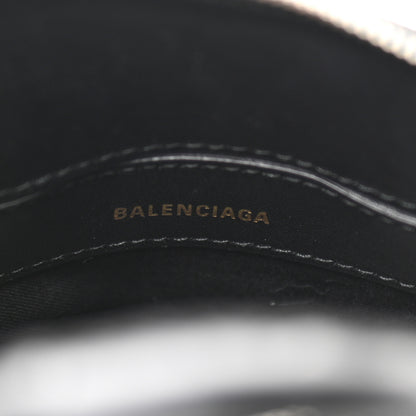 Balenciaga Calfskin Logo Crocodile Embossed XXS Ville Top Handle Bag Black White 6 of 9