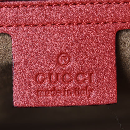 Gucci GG Supreme Monogram Calfskin Medium Padlock Top Handle Bag Beige Hibiscus Red New Rosette 10 of 14