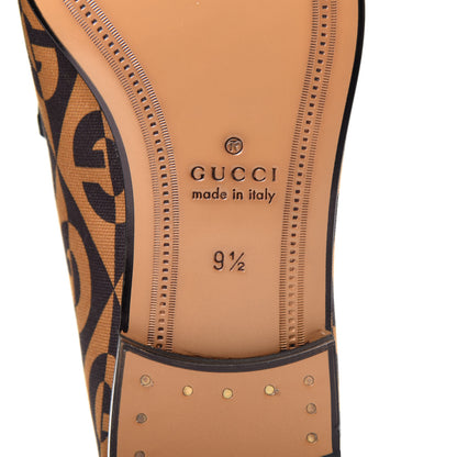 Gucci Canvas Rhombus Horsebit Mens Jordaan Loafers 9.5 Camel Brown Black 9 of 11